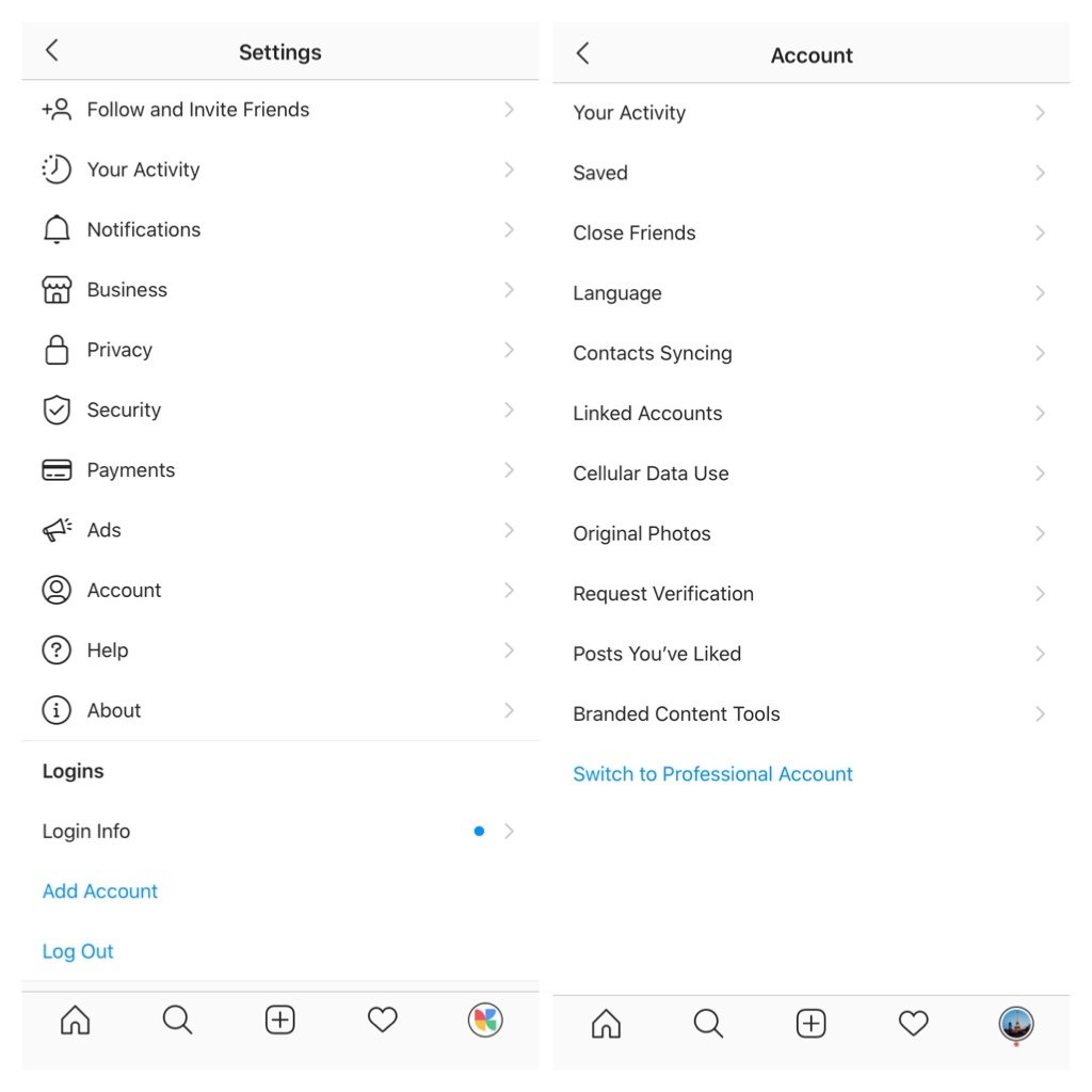 how to switch to a business account tutorial