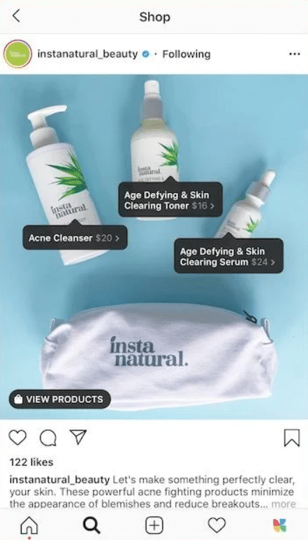 Shoppable posts options available to Instagram for business accounts