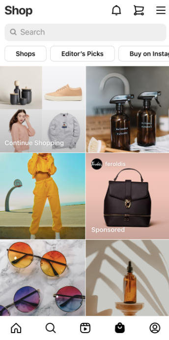 instagram shop tab ads example