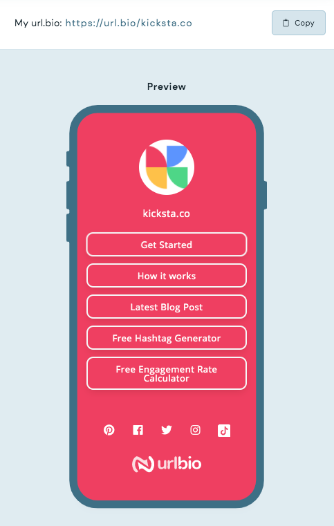 url.bio, using your one link to connect your followers to several different pages