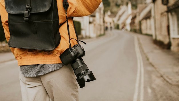 a man doing travel photography while in the city