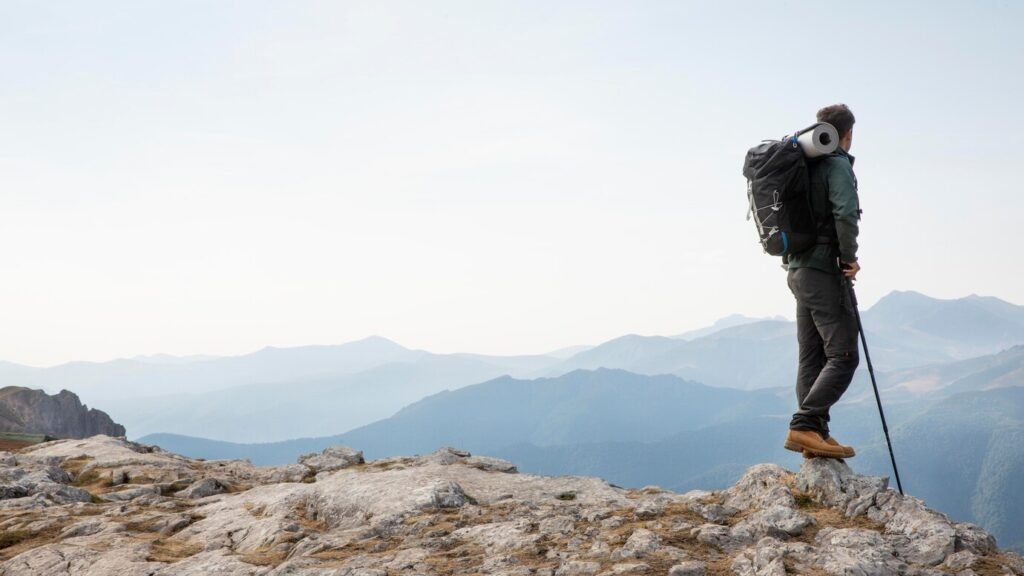 Hiking at the top of summit