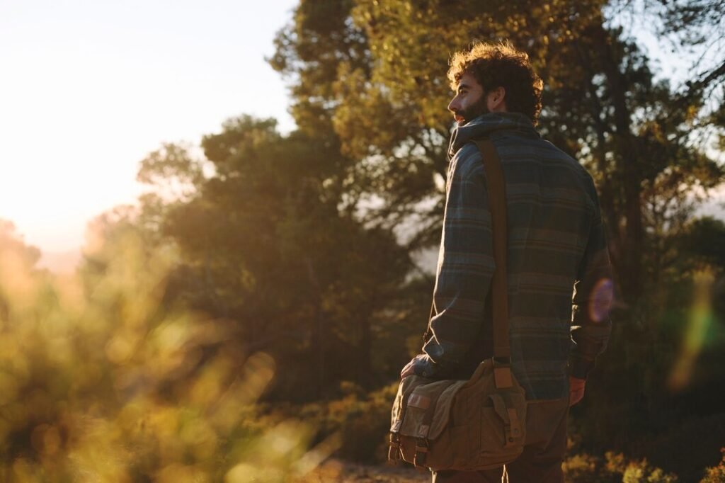 A man having a solo adventure