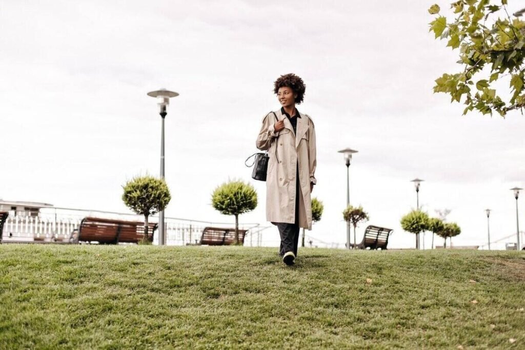 A woman enjoying a walk in the park