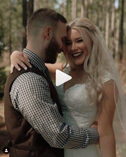 wedding caption example with smilling couple