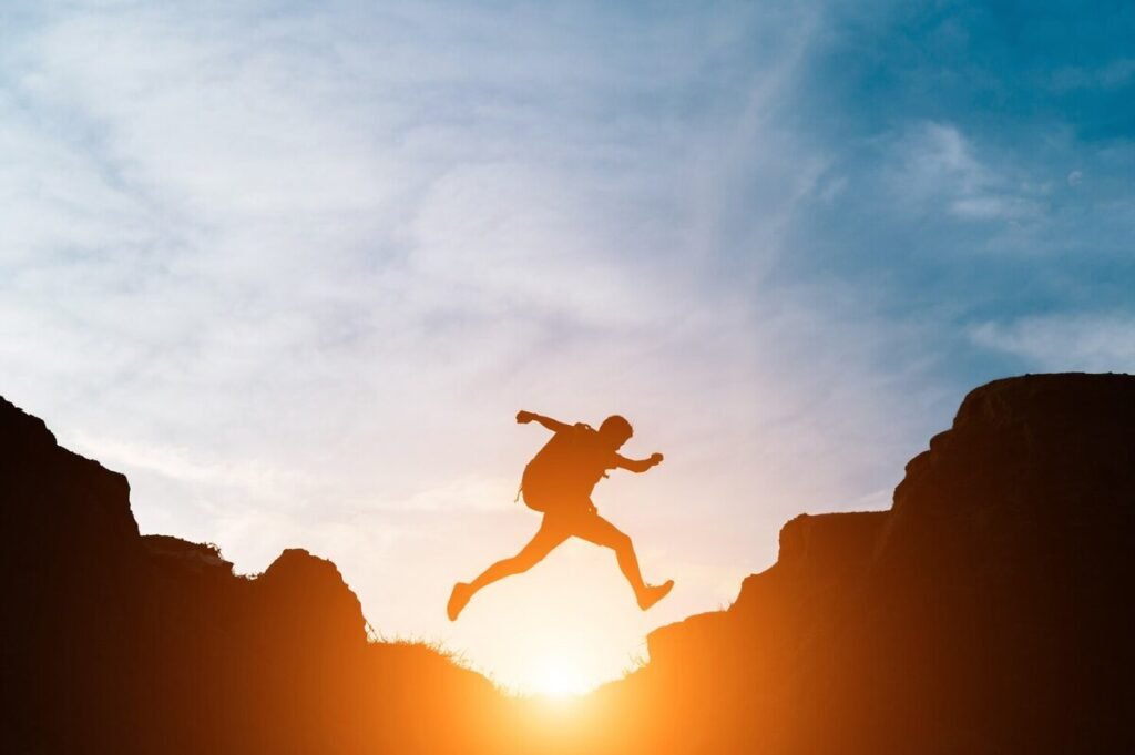 A man in high spirits sprinting in nature for great instagram picture