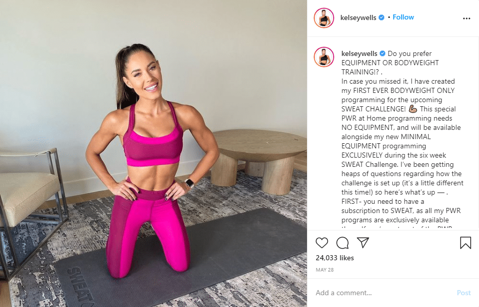 instagram trainer Kelsey Wells