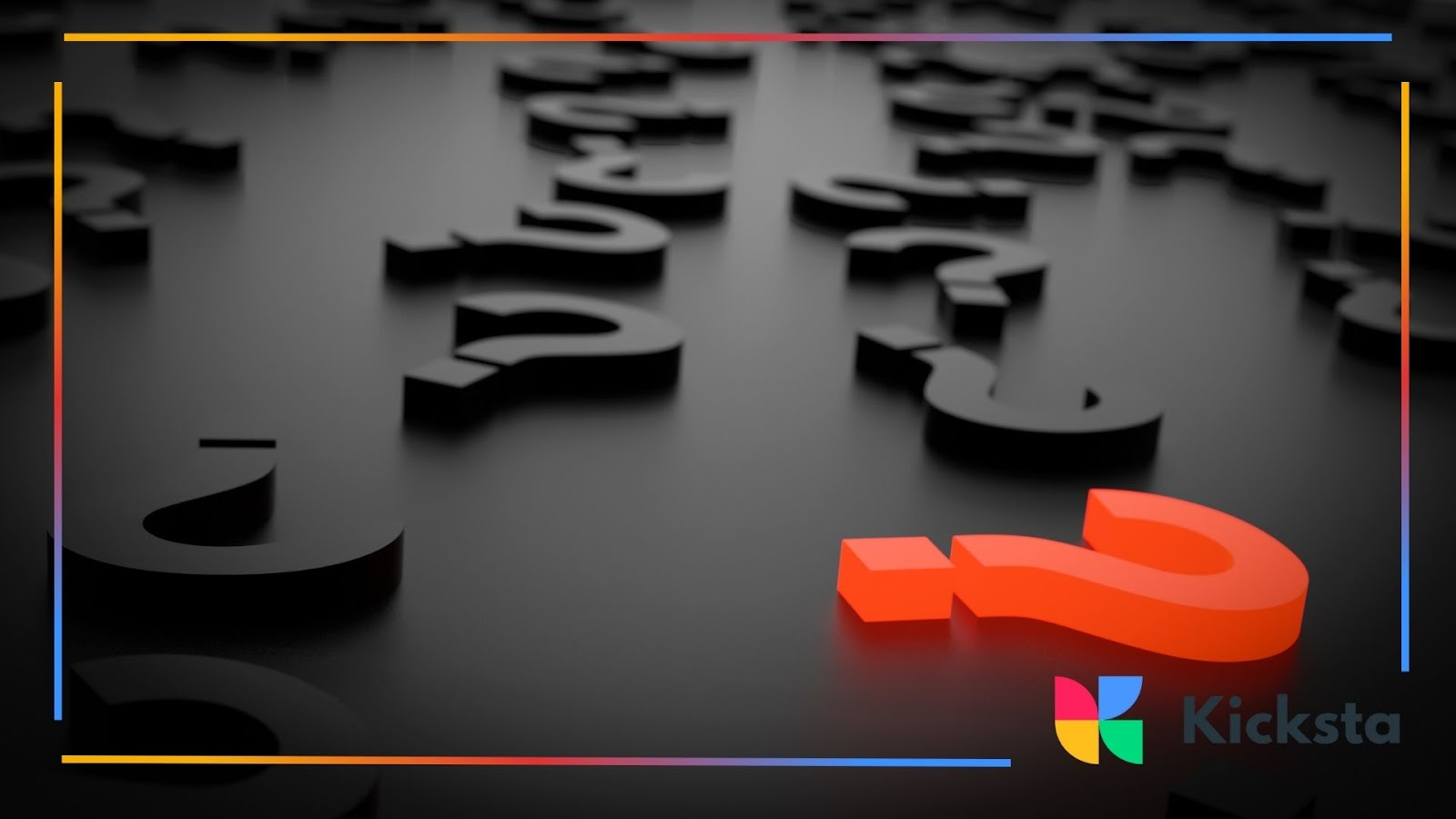 One red and several black questions mark on the black surface