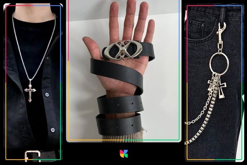 e-boy jewelry of crosses, metal and leather
