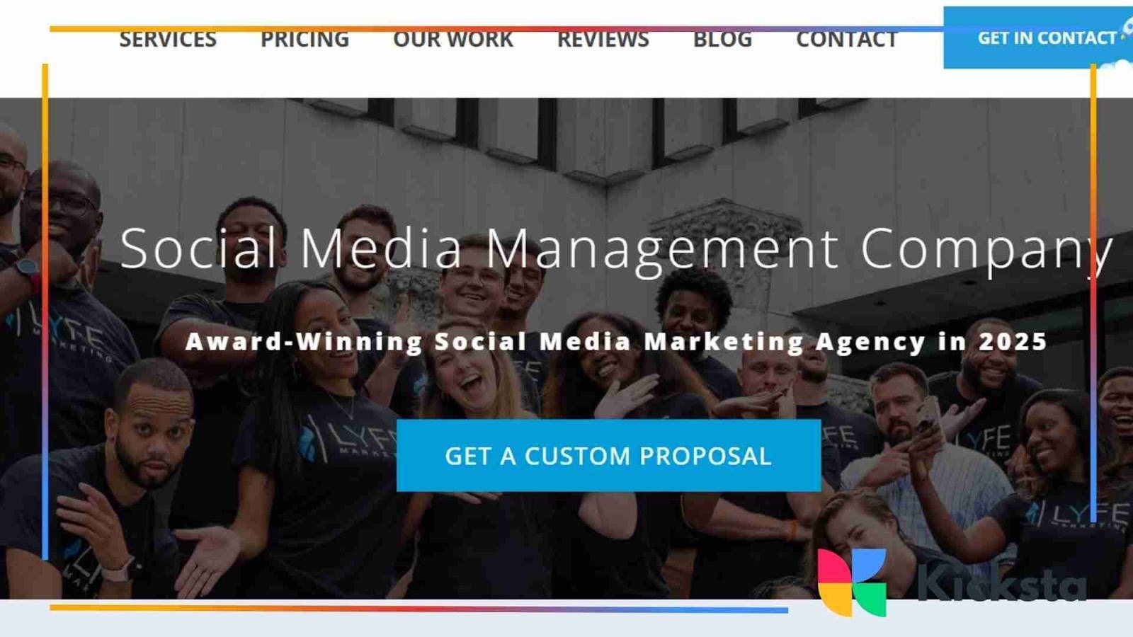 Landing page of Lyfe Marketing