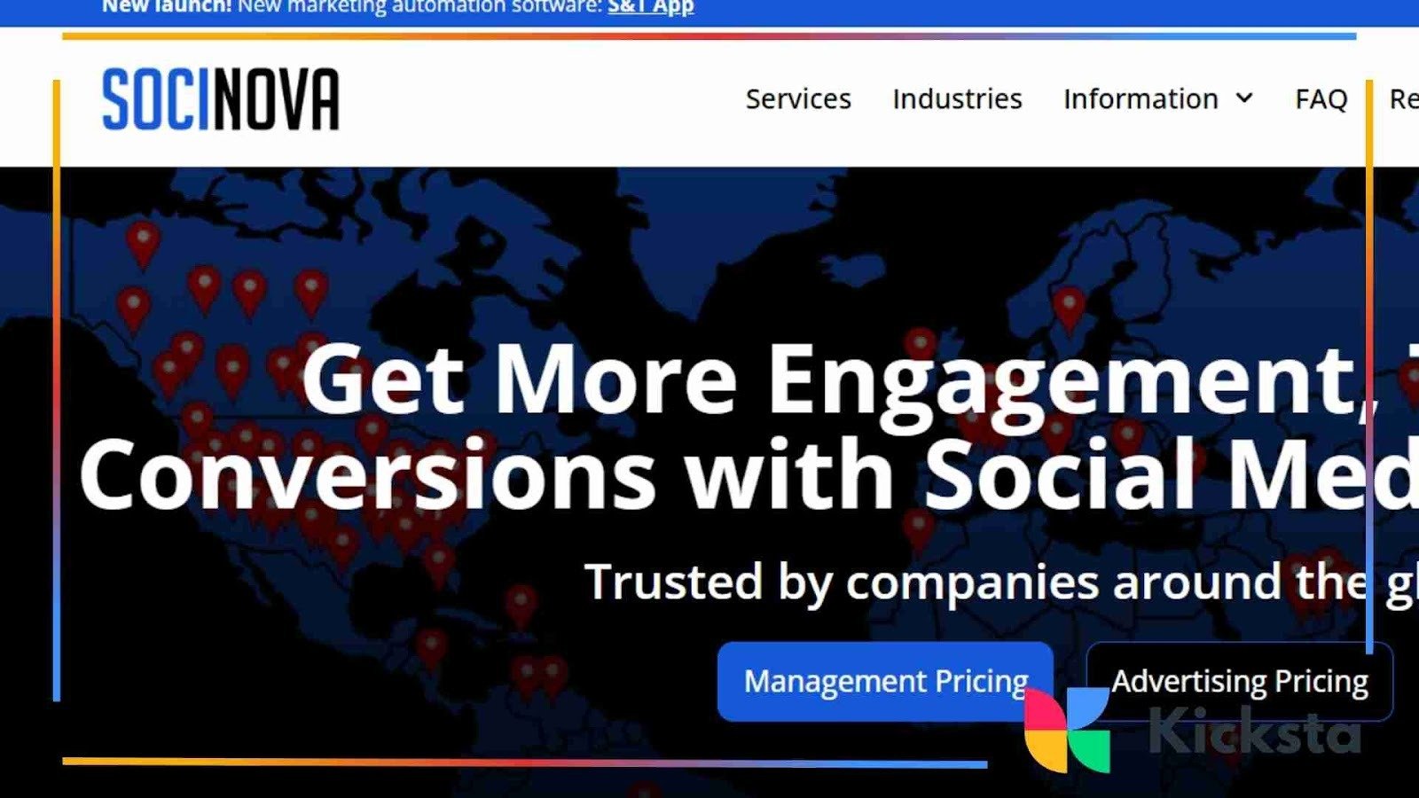 Landing page of Socinova