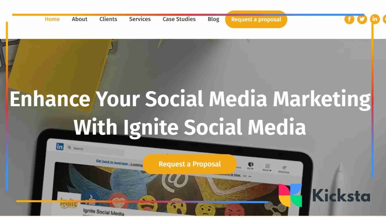 Landing page of Ignite Social Media