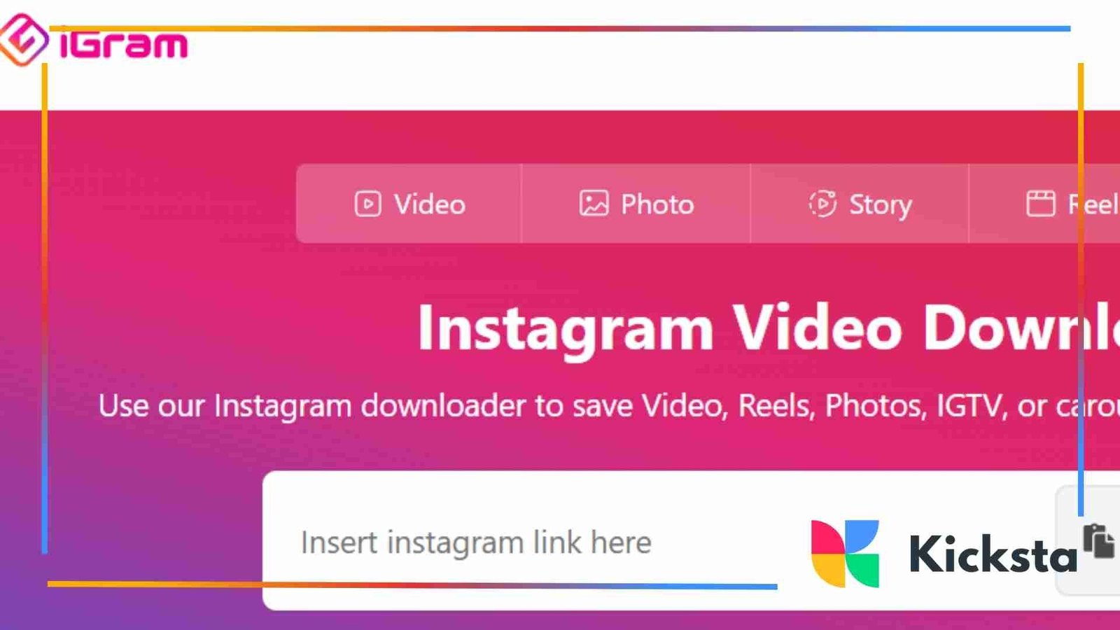 Landing page of Igram