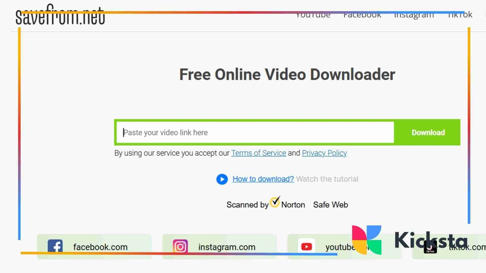 Landing page of Savefrom.net