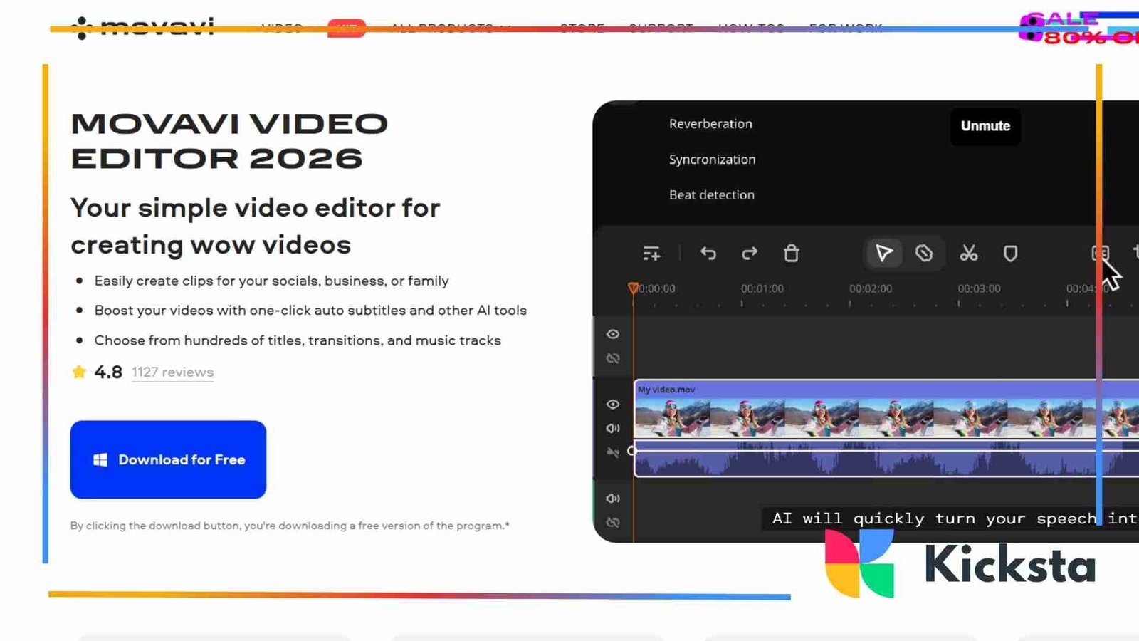 Landing page of Movavi Video Editor