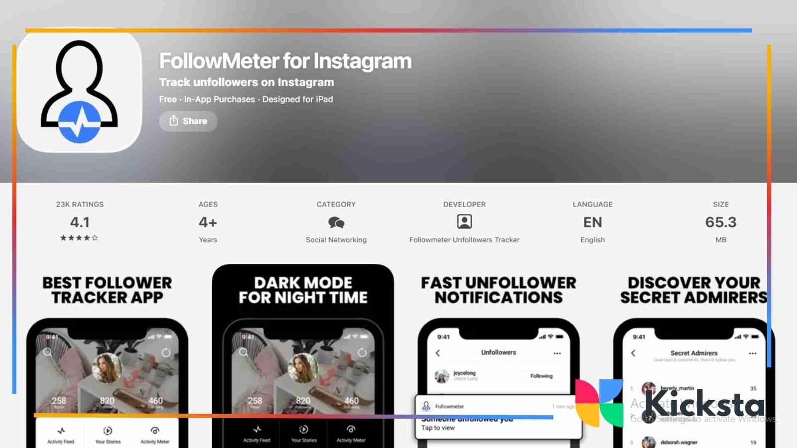 Landing page of FollowMeter