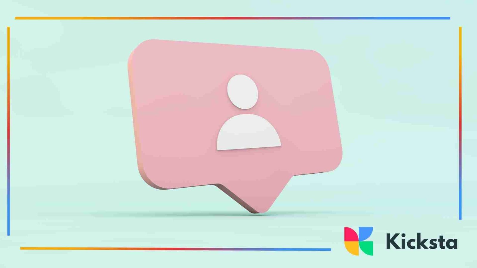 Pink 3D Instagram-style follower icon floating against a light pastel background.